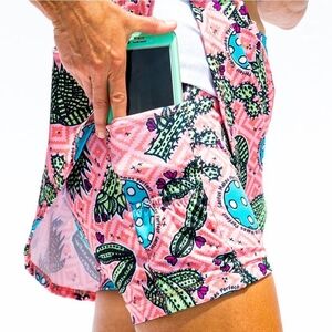 PICKLEBALL BELLA Pink and Green Patterned Skorts L Large Cactus Makes Perfect